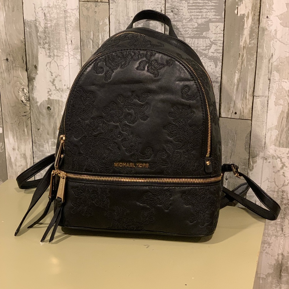 Michael Kors Black Floral Backpack
